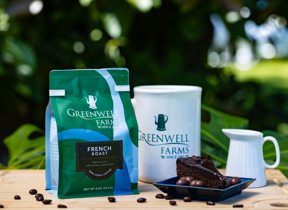 Greenwell Farms French Roast Coffee with Chocolate Cake