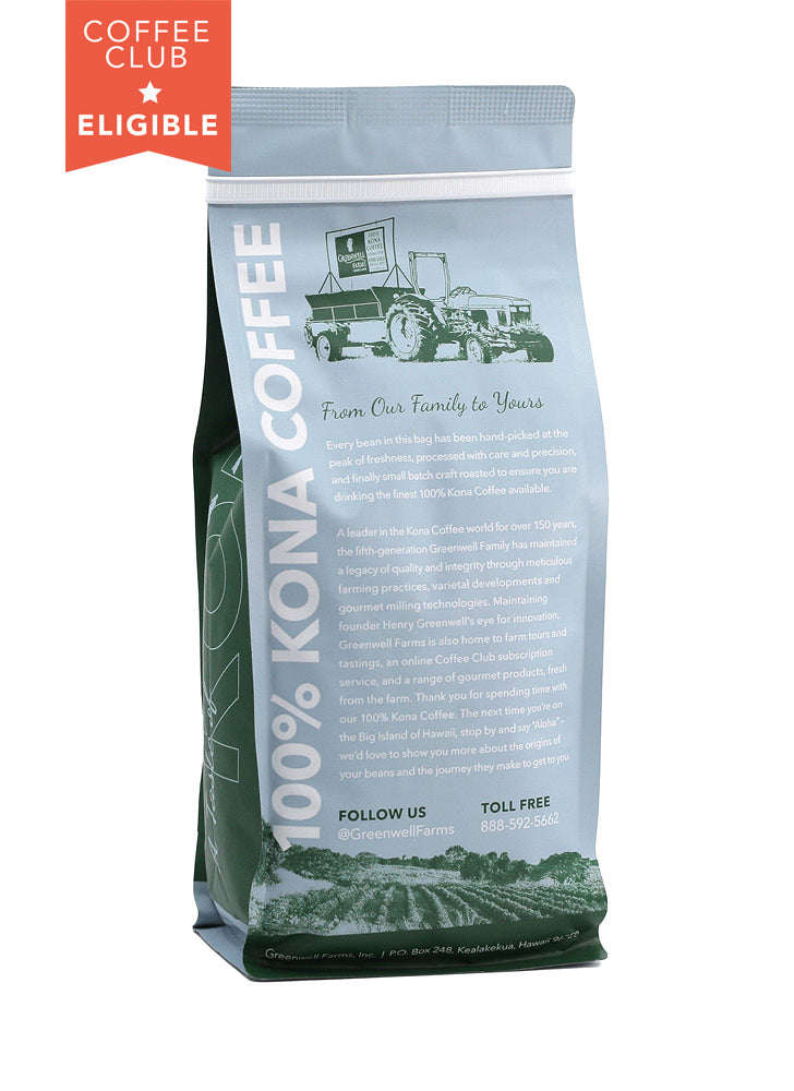 Peaberry 100% Kona Coffee 16oz - back
