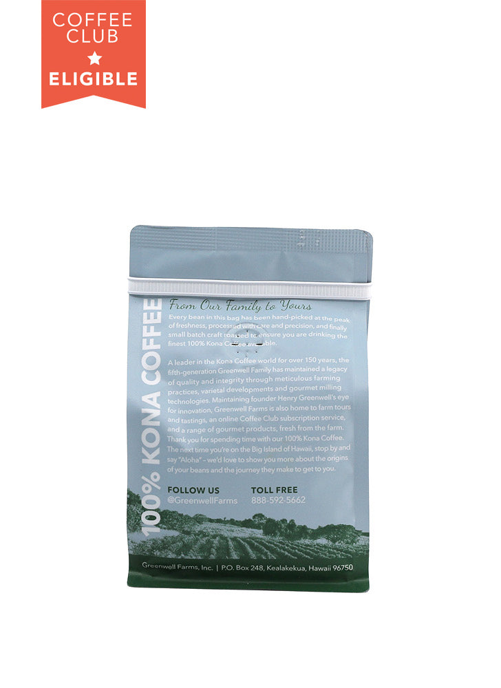 Peaberry 100% Kona Coffee 8oz - back
