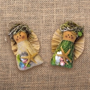 Coffee Picking Angel Ornament 2 Pieces