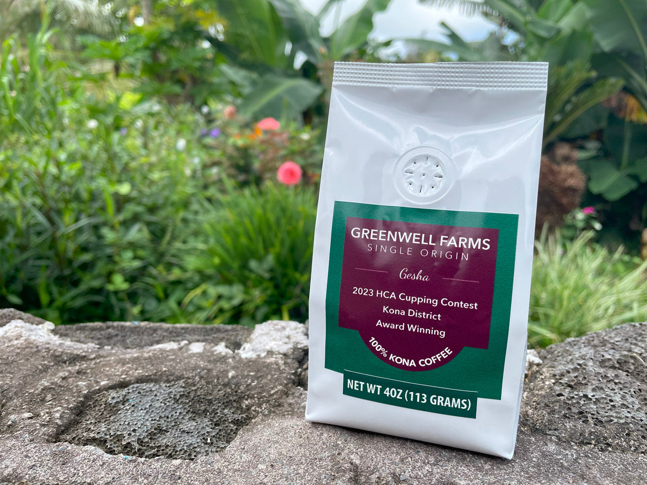 Photo of a bag of Greenwell Farms Gesha Coffee - 100% Kona Coffee Single Origin
