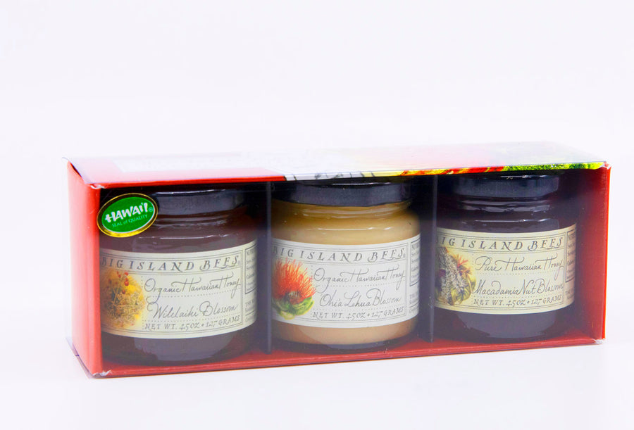 Big Island Honey - Combo 3 pack sampler.  Organic honey from the Big Island of Hawaii.